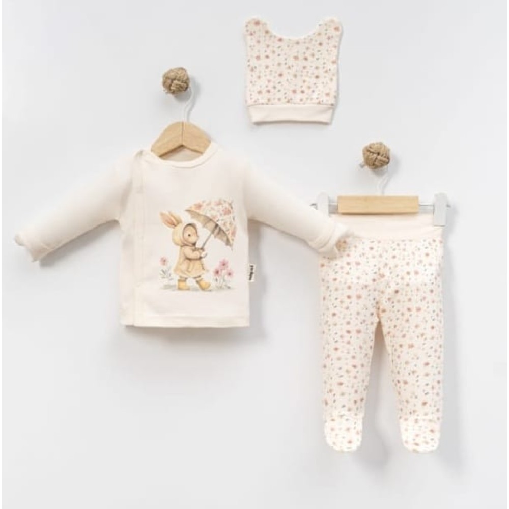 Σετ Νεογέννητο 3 Τμχ Για Κορίτσι 0-3 Μηνών Πούδρα