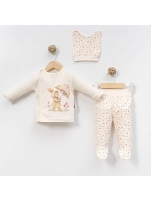 Σετ Νεογέννητο 3 Τμχ Για Κορίτσι 0-3 Μηνών Πούδρα