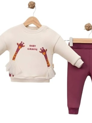 Βρεφικό Σετ Φόρμα με Φλις Για Κορίτσι 9-24 Μηνών Φούξια