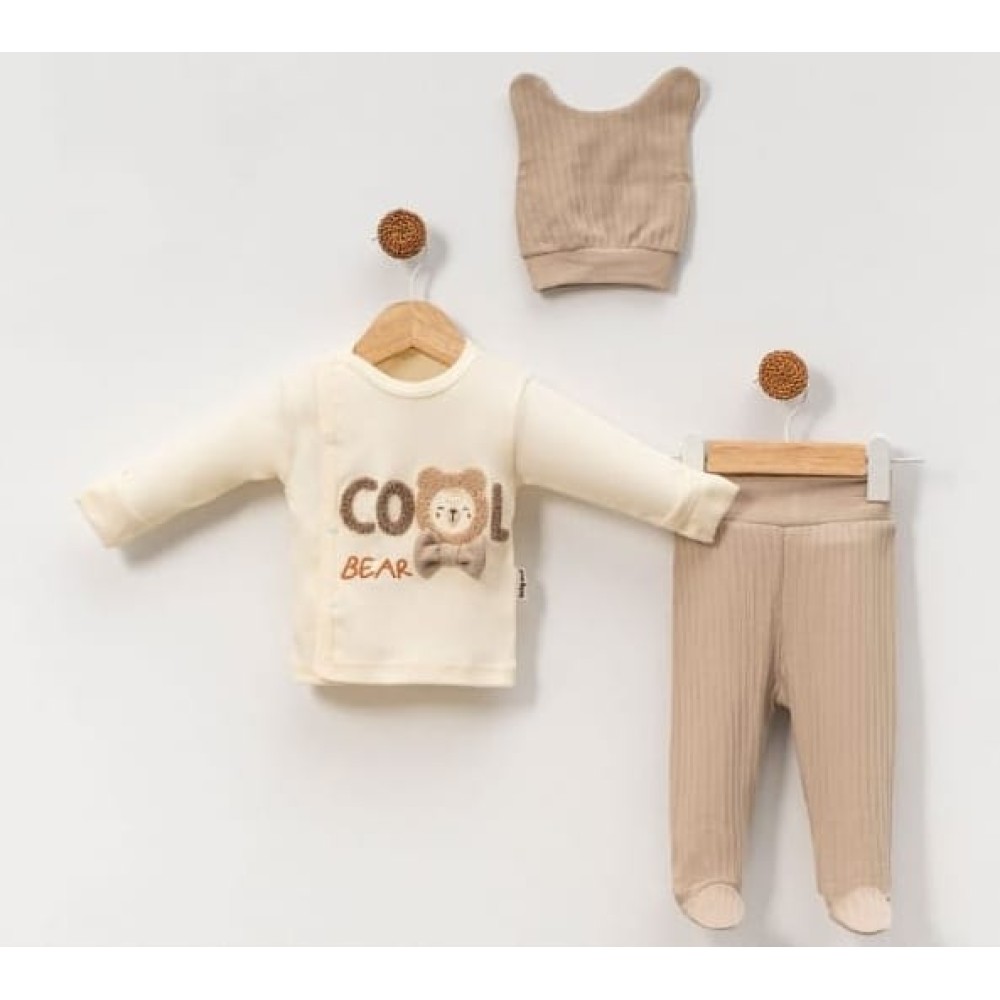 Σετ Νεογέννητο 3 Τμχ Για Αγόρι  0-3 Μηνών Καφέ