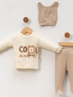 Σετ Νεογέννητο 3 Τμχ Για Αγόρι  0-3 Μηνών Καφέ