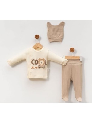 Σετ Νεογέννητο 3 Τμχ Για Αγόρι  0-3 Μηνών Καφέ