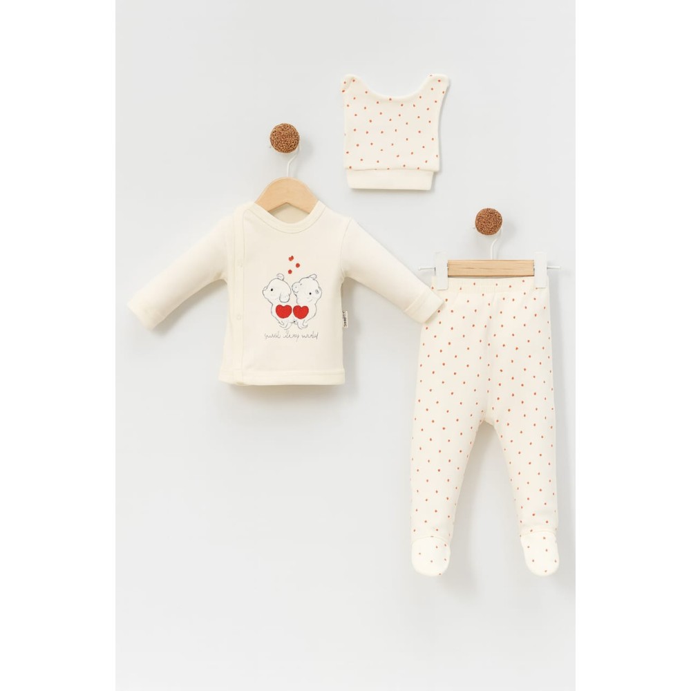 Σετ Νεογέννητο 3 Τμχ Για Κορίτσι 0-3 Μηνών Εκρού