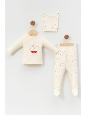 Σετ Νεογέννητο 3 Τμχ Για Κορίτσι 0-3 Μηνών Εκρού
