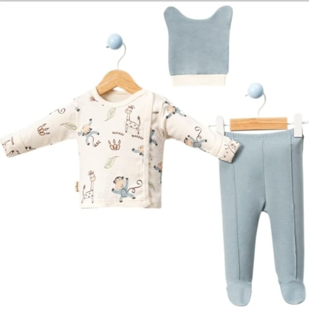 Σετ Νεογέννητο 3 Τμχ Για Αγόρι  0-3 Μηνών Τυρκουάζ