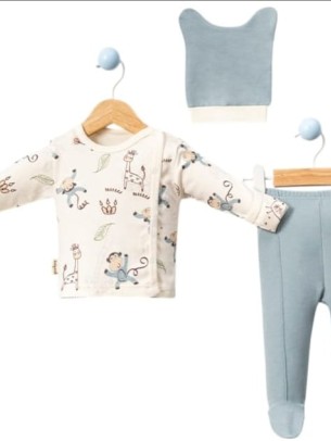 Σετ Νεογέννητο 3 Τμχ Για Αγόρι  0-3 Μηνών Τυρκουάζ