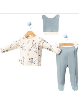 Σετ Νεογέννητο 3 Τμχ Για Αγόρι  0-3 Μηνών Τυρκουάζ