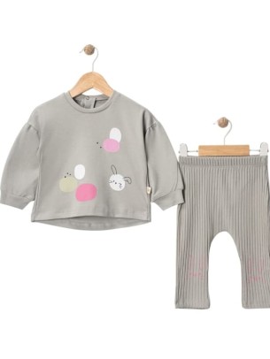 Βρεφικό Σετ Για Κορίτσι 3-18 Μηνών Γκρι