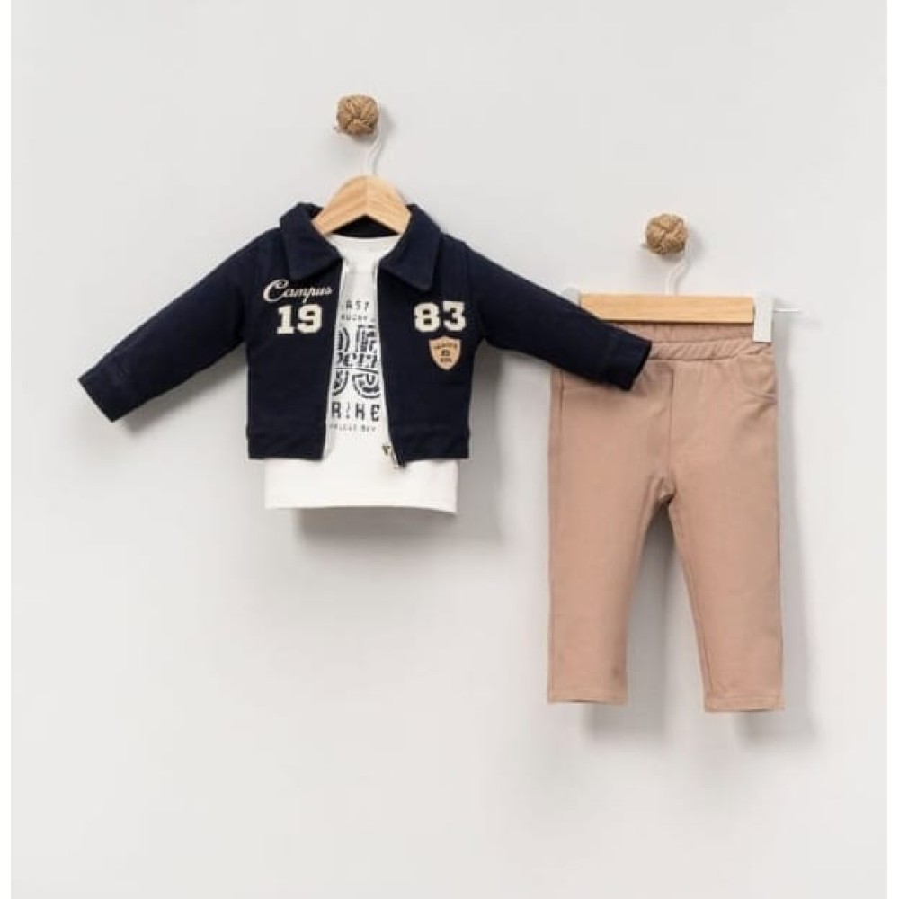 Βρεφικό Σετ Για Αγόρι 9-24 Μηνών Σκούρο Μπλε - Μπεζ