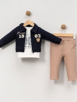 Βρεφικό Σετ Για Αγόρι 9-24 Μηνών Σκούρο Μπλε - Μπεζ