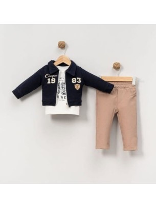 Βρεφικό Σετ Για Αγόρι 9-24 Μηνών Σκούρο Μπλε - Μπεζ