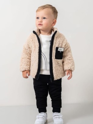 Βρεφικό Σετ με Φλις  Για Αγόρι 6-24 Μηνών Εκρού - Μαύρο