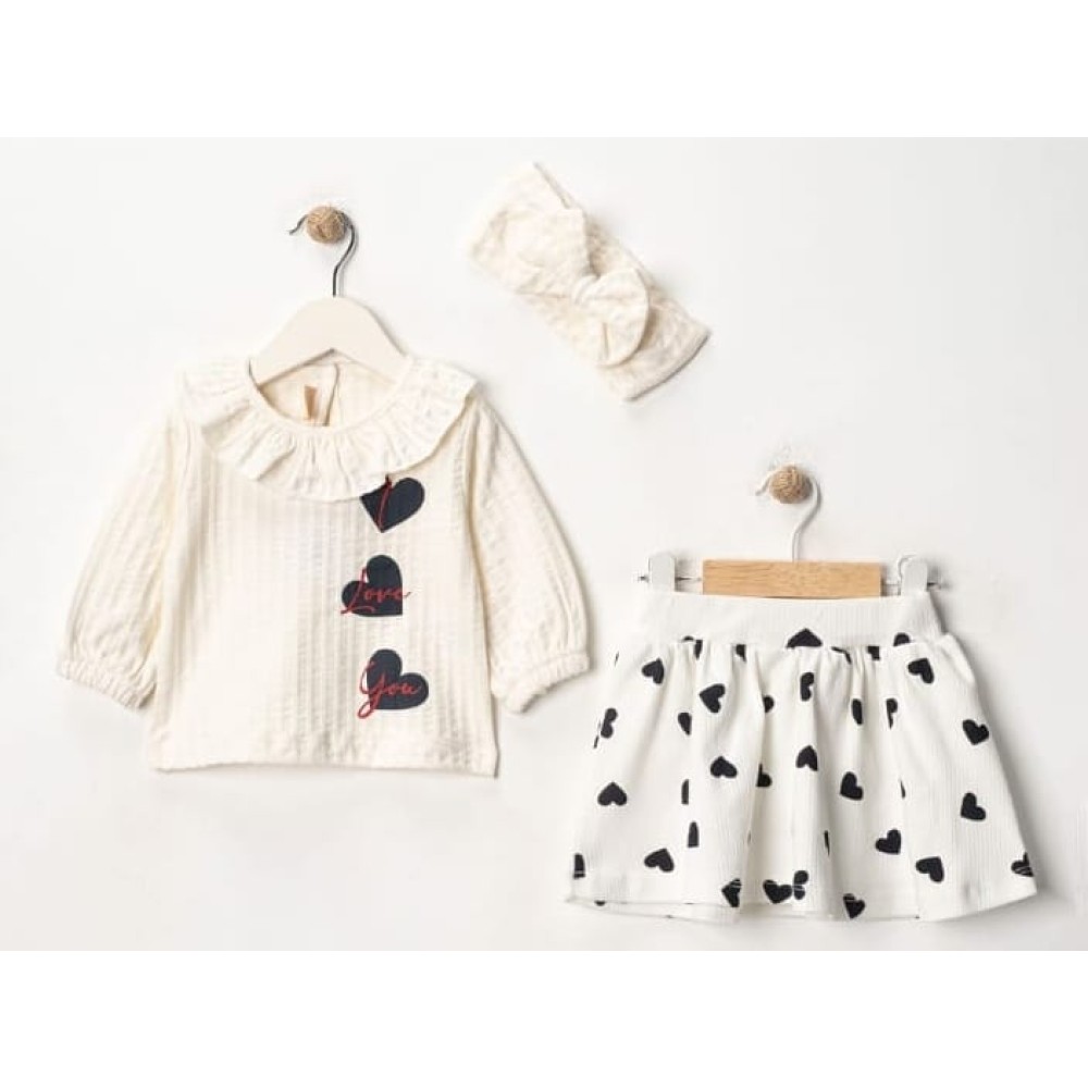 Βρεφικό Σετ Για Κορίτσι 6-24 Μηνών Εκρού - Σκούρο Μπλε