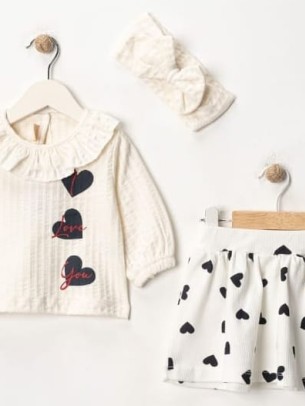 Βρεφικό Σετ Για Κορίτσι 6-24 Μηνών Εκρού - Σκούρο Μπλε