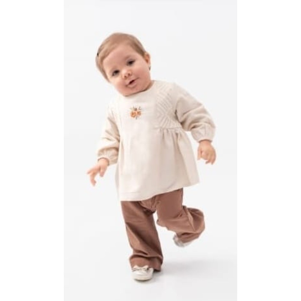 Βρεφικό Σετ Για Κορίτσι 6-24 Μηνών Εκρού - Καφέ