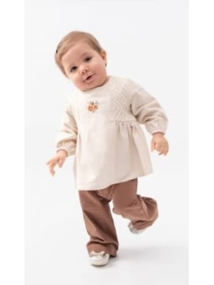Βρεφικό Σετ Για Κορίτσι 6-24 Μηνών Εκρού - Καφέ