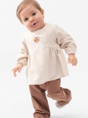 Βρεφικό Σετ Για Κορίτσι 6-24 Μηνών Εκρού - Καφέ