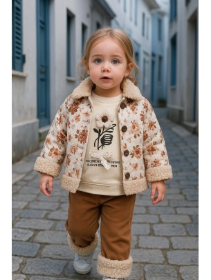 Βρεφικό Σετ με Φλις 3 Τμχ Για Κορίτσι 6-24 Μηνών Καφέ