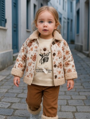 Βρεφικό Σετ με Φλις 3 Τμχ Για Κορίτσι 6-24 Μηνών Καφέ