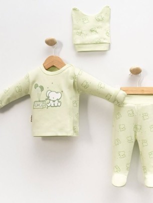 Σετ Νεογέννητο 3 Τμχ Για Κορίτσι  0-3 Μηνών Λαχανί 