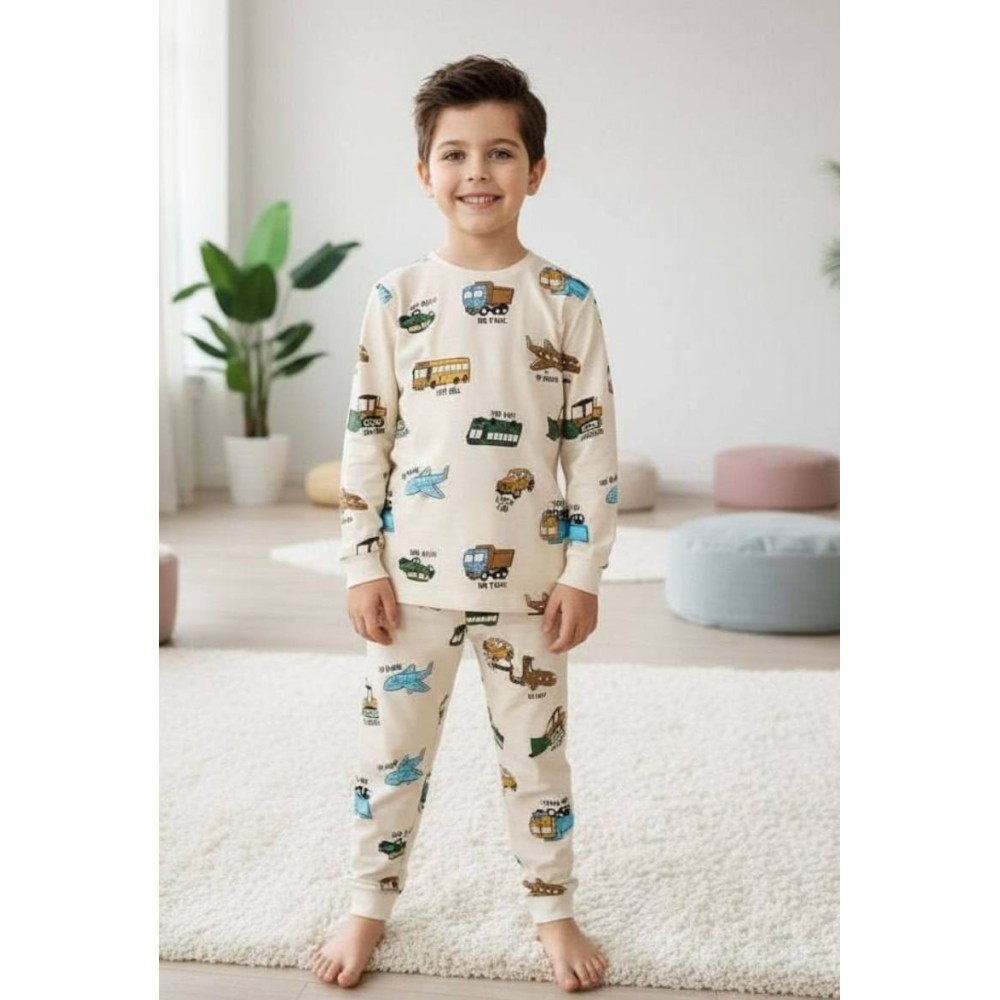 Παιδικό Σετ Πιτζάμα  Για Αγόρι 5-8 Χρονών Μπεζ