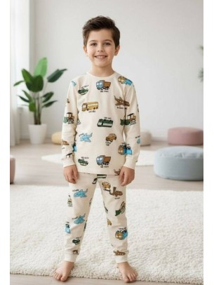 Παιδικό Σετ Πιτζάμα  Για Αγόρι 5-8 Χρονών Μπεζ