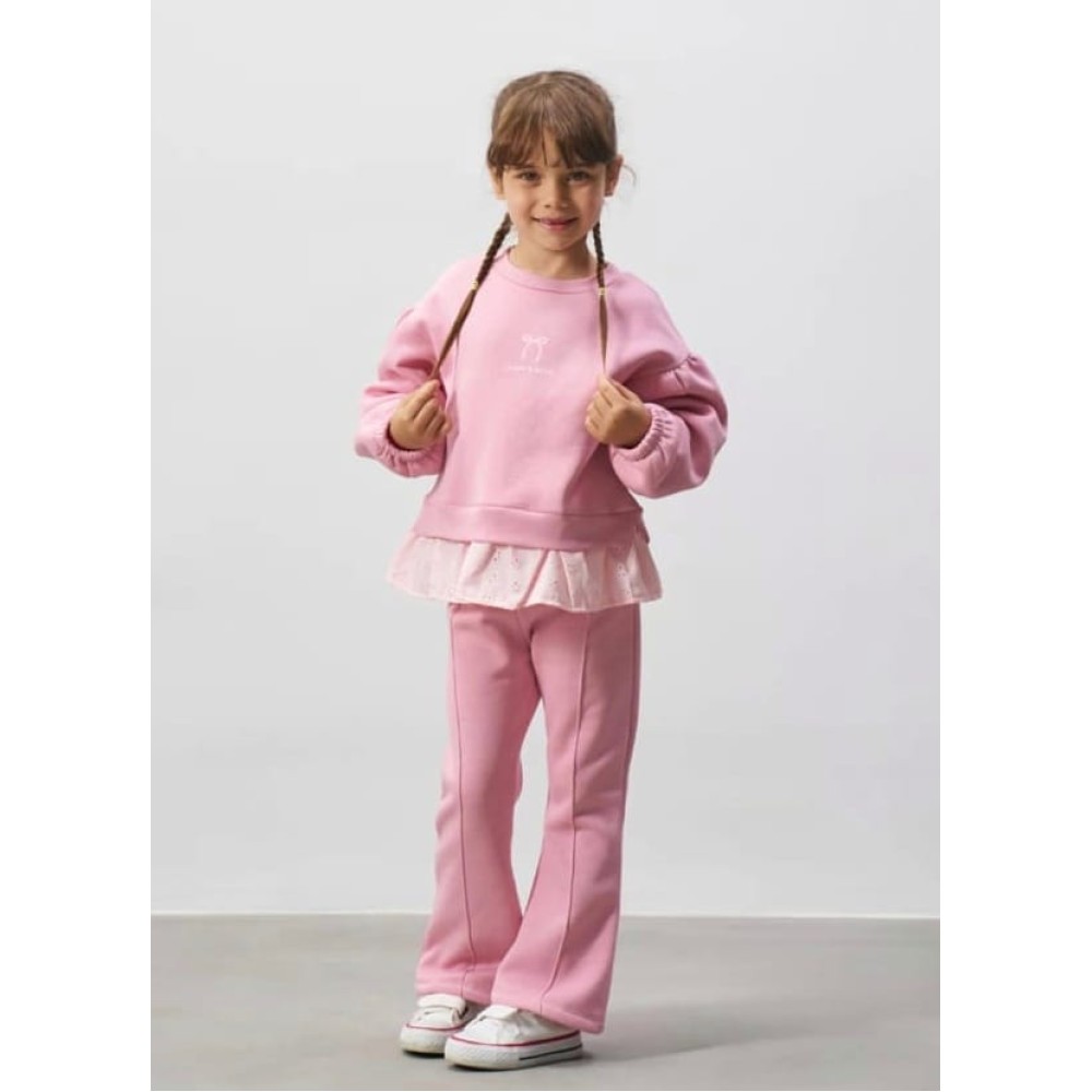 Παιδικό Σετ Φόρμα με Φλις Για Κορίτσι 3-6 Χρονών Ροζ