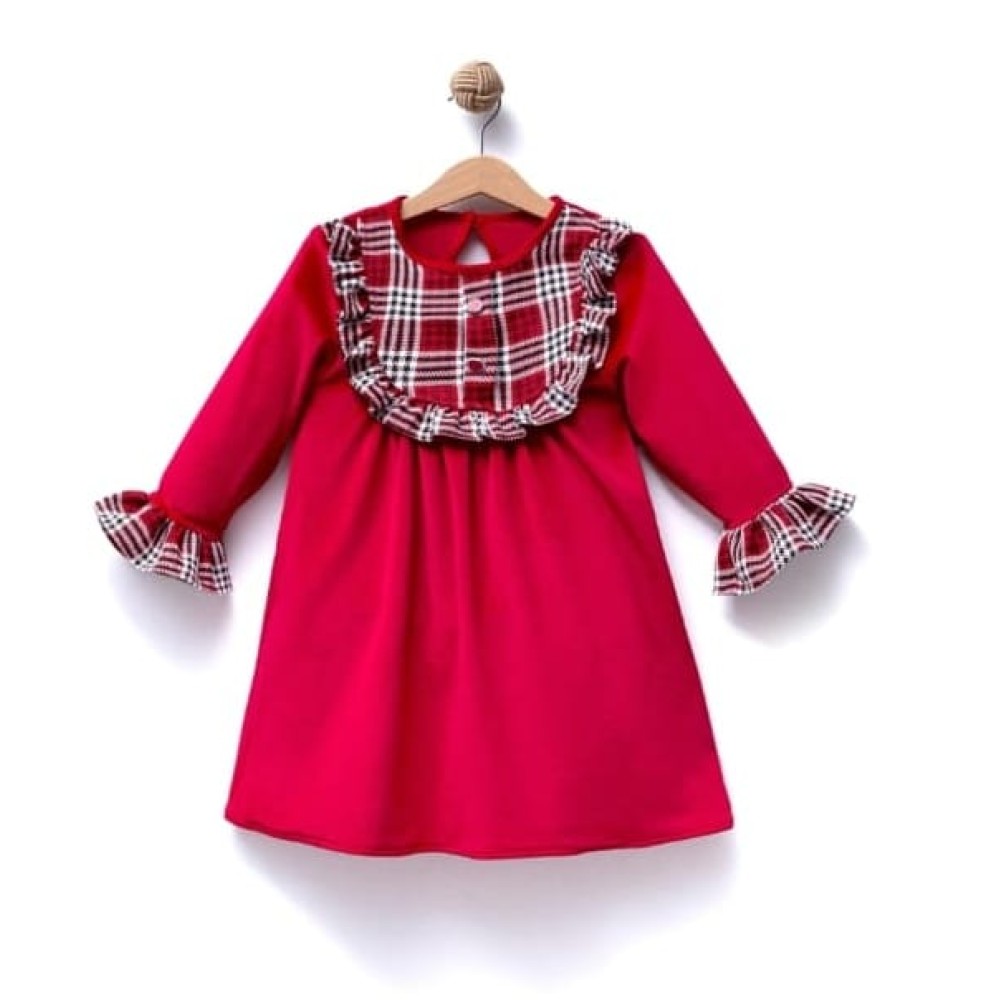 Παιδικό Φόρεμα Βελουδέ 5-8 Χρονών Κόκκινο