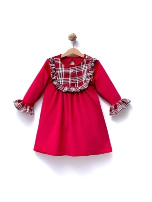 Παιδικό Φόρεμα Βελουδέ 5-8 Χρονών Κόκκινο