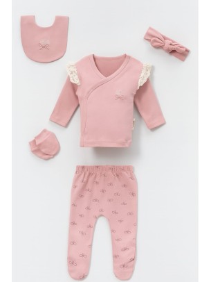 Σετ Νεογέννητο 5 Τμχ Για Κορίτσι  0-3 Μηνών Ροζ
