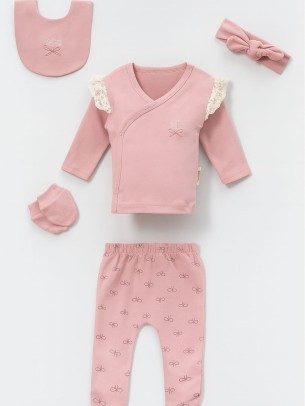 Σετ Νεογέννητο 5 Τμχ Για Κορίτσι  0-3 Μηνών Ροζ