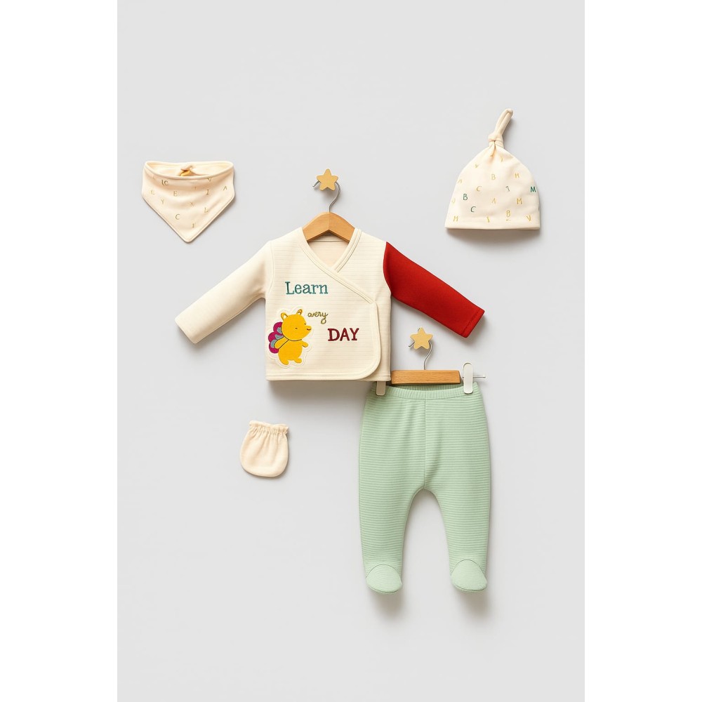 Σετ Νεογέννητο 5Τμχ Για Αγόρι  0-3 Μηνών Εκρού