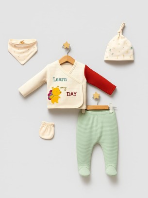 Σετ Νεογέννητο 5Τμχ Για Αγόρι  0-3 Μηνών Εκρού