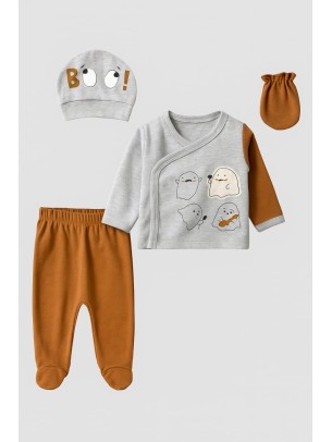 Σετ Νεογέννητο Για Αγόρι 0-3 Μηνών Γκρι