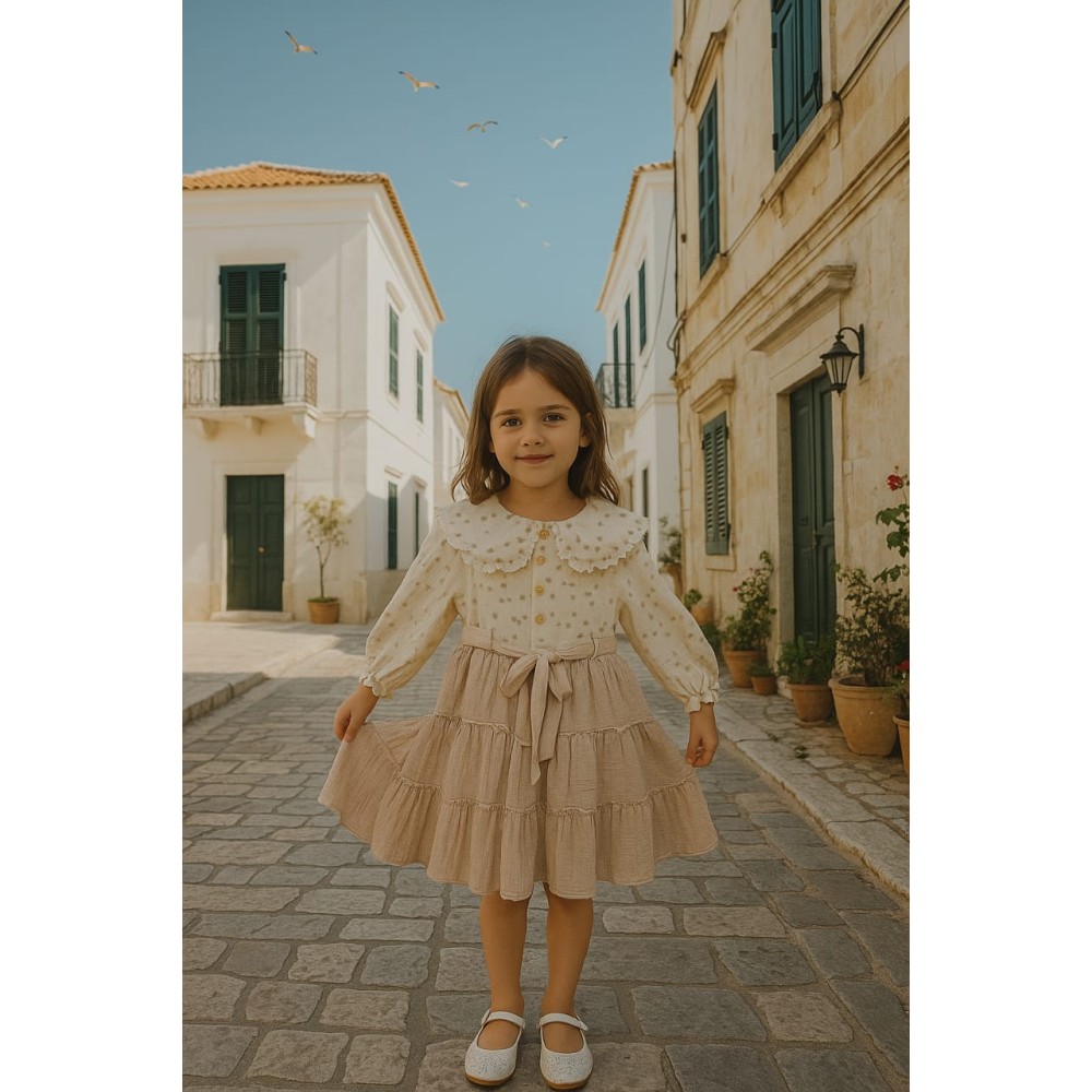 Παιδικό Φόρεμα 6-9 Χρονών Μπεζ 