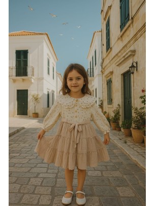 Παιδικό Φόρεμα 6-9 Χρονών Μπεζ 