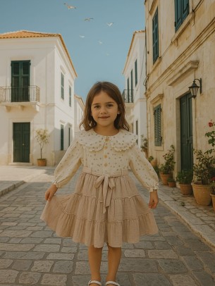 Παιδικό Φόρεμα 6-9 Χρονών Μπεζ 