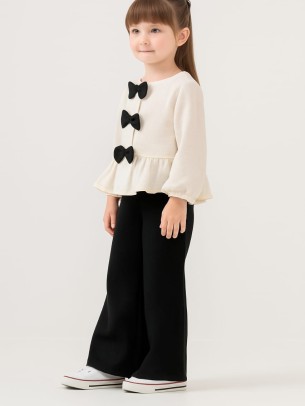 Παιδικό Σετ Για Κορίτσι 4-8  Χρονών Εκρού - Μαύρο