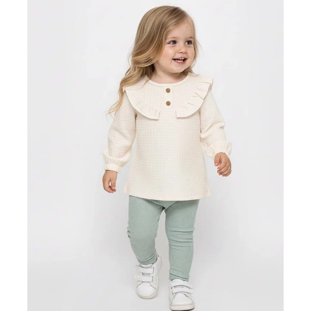 Βρεφικό Σετ Για Κορίτσι 9-24 Μηνών Εκρού-Φύστικι