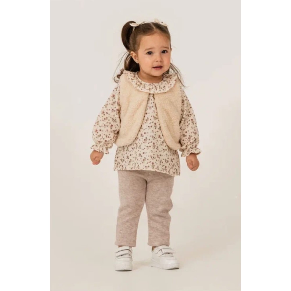 Βρεφικό Σετ 3Τμχ Για Κορίτσι 6-18 Μηνών Μπεζ