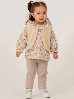 Βρεφικό Σετ 3Τμχ Για Κορίτσι 6-18 Μηνών Μπεζ