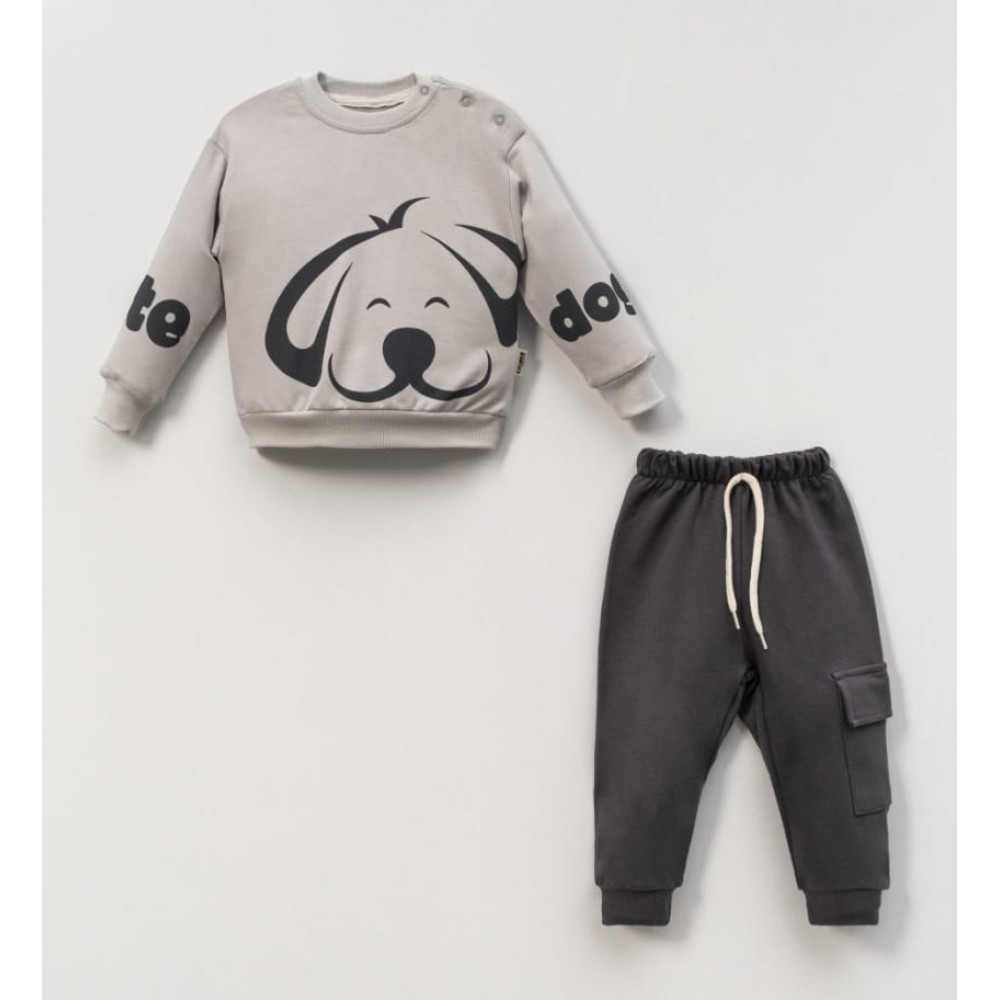 Βρεφικό Σετ Φόρμα Για Αγόρι 6-24 Μηνών Γκρι-Ανθρακί