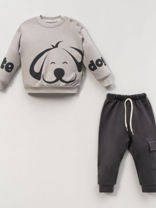 Βρεφικό Σετ Φόρμα Για Αγόρι 6-24 Μηνών Γκρι-Ανθρακί