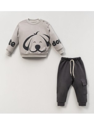 Βρεφικό Σετ Φόρμα Για Αγόρι 6-24 Μηνών Γκρι-Ανθρακί