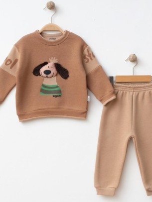 Βρεφικό Σετ Φόρμα με Φλις Για Αγόρι 6-24 Μηνών Καφέ