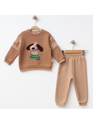 Βρεφικό Σετ Φόρμα με Φλις Για Αγόρι 6-24 Μηνών Καφέ