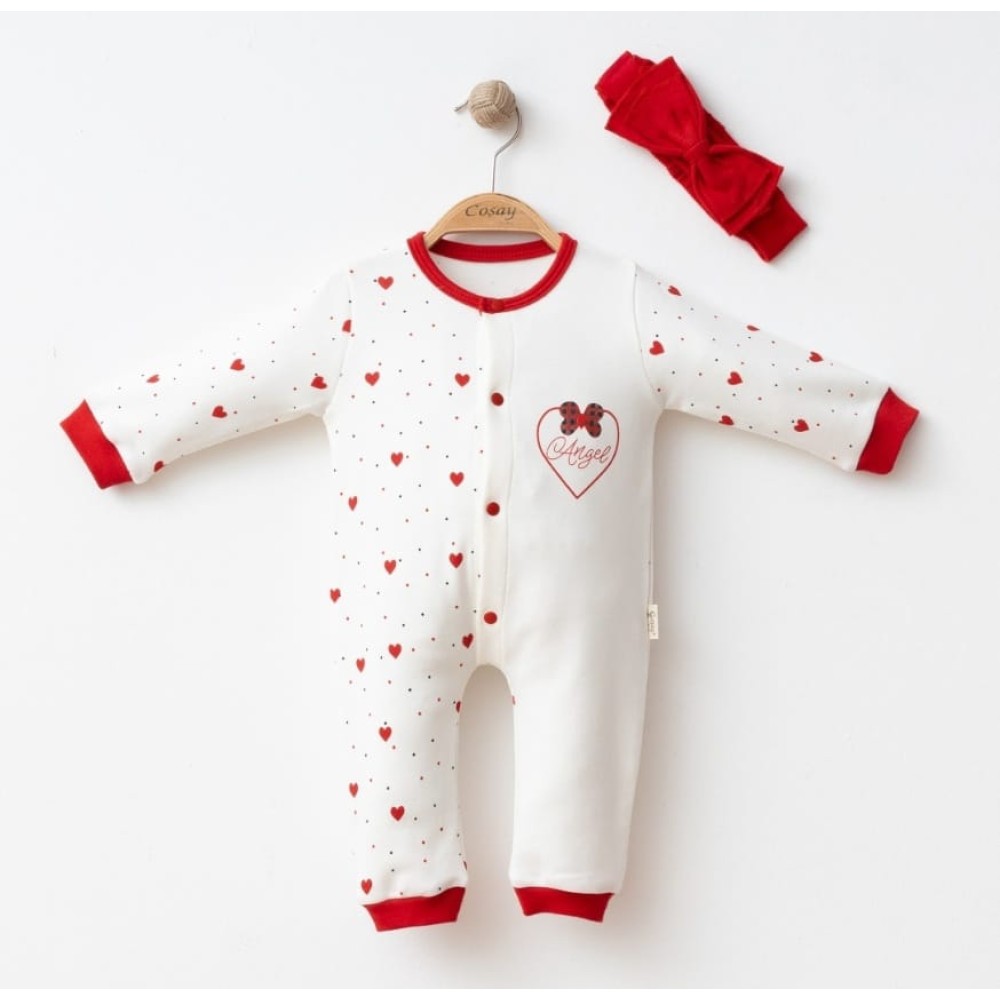 Βρεφικό Φορμάκι Για Κορίτσι 3-12 Μηνών Εκρού-Κόκκινο 