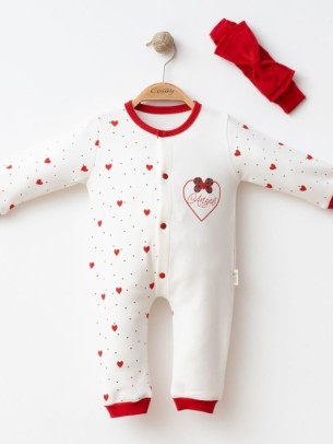 Βρεφικό Φορμάκι Για Κορίτσι 3-12 Μηνών Εκρού-Κόκκινο 