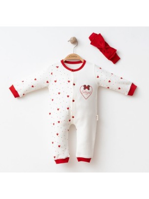 Βρεφικό Φορμάκι Για Κορίτσι 3-12 Μηνών Εκρού-Κόκκινο 