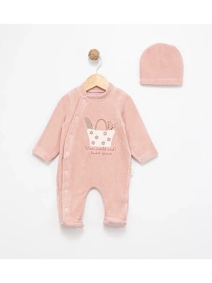 Βρεφικό  Βελουτέ Φορμάκι Για Κορίτσι 3-12 Μηνών Σομόν